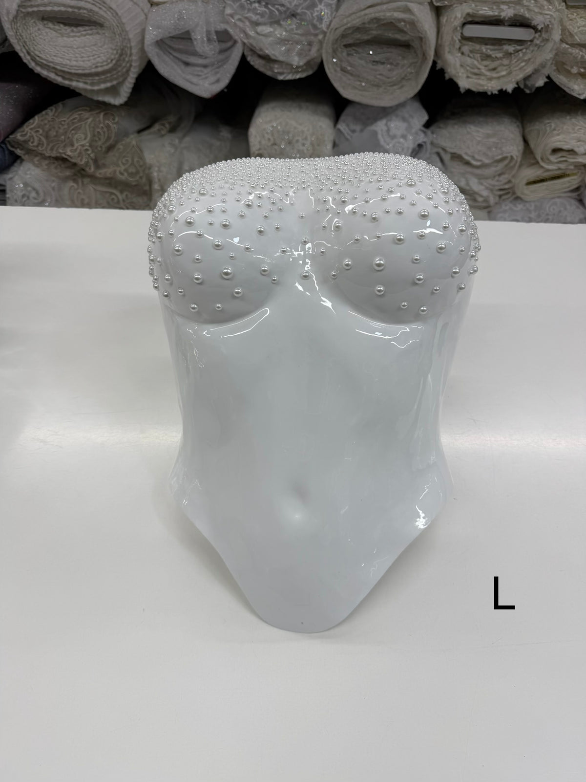 Large Mirror Corset (White with pearls)