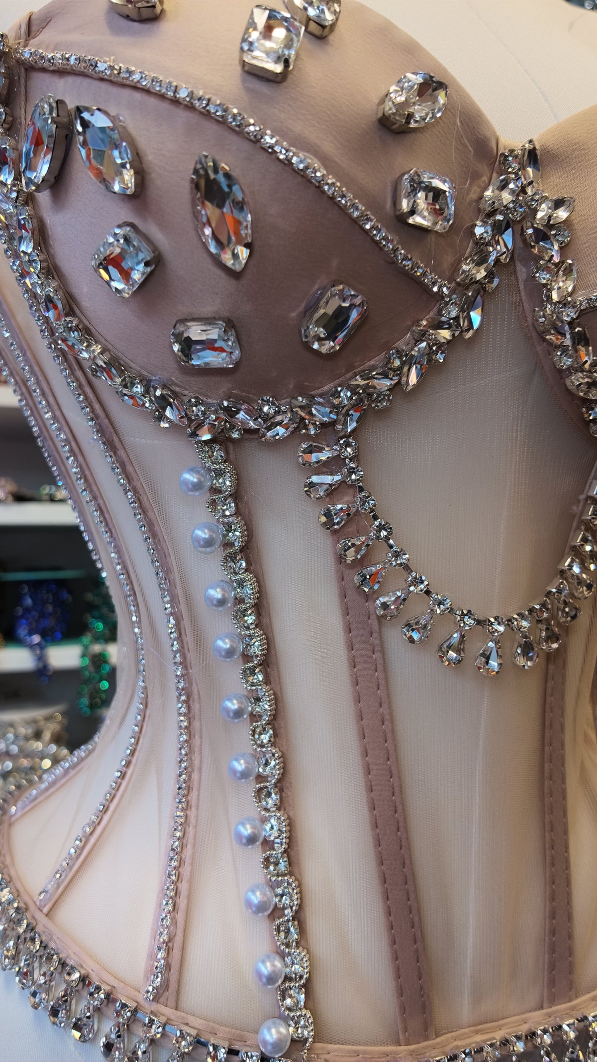 Rhinestone Transparent Corset (Nude)
