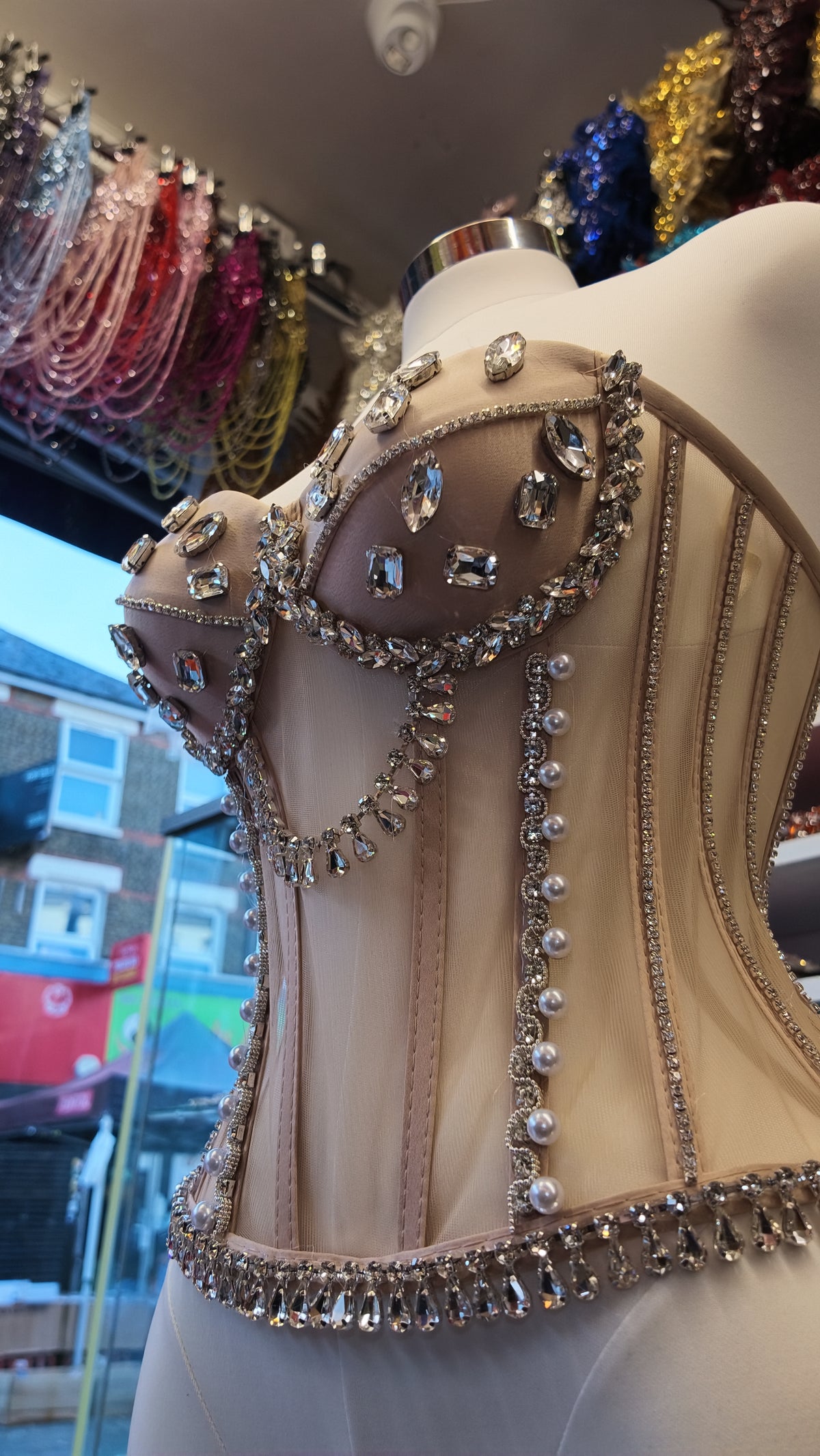 Rhinestone Transparent Corset (Nude)