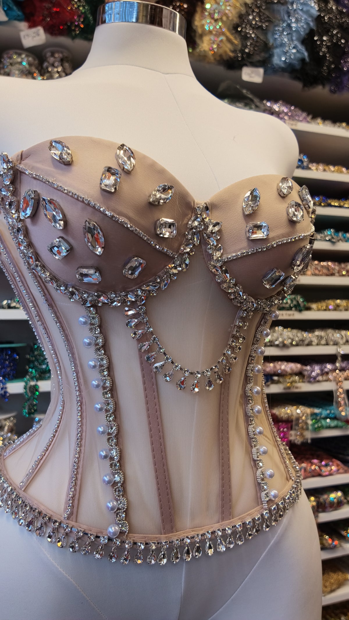 Rhinestone Transparent Corset (Nude)