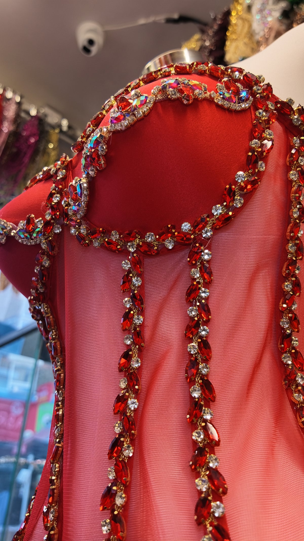 Rhinestone Transparent Corset (Red)