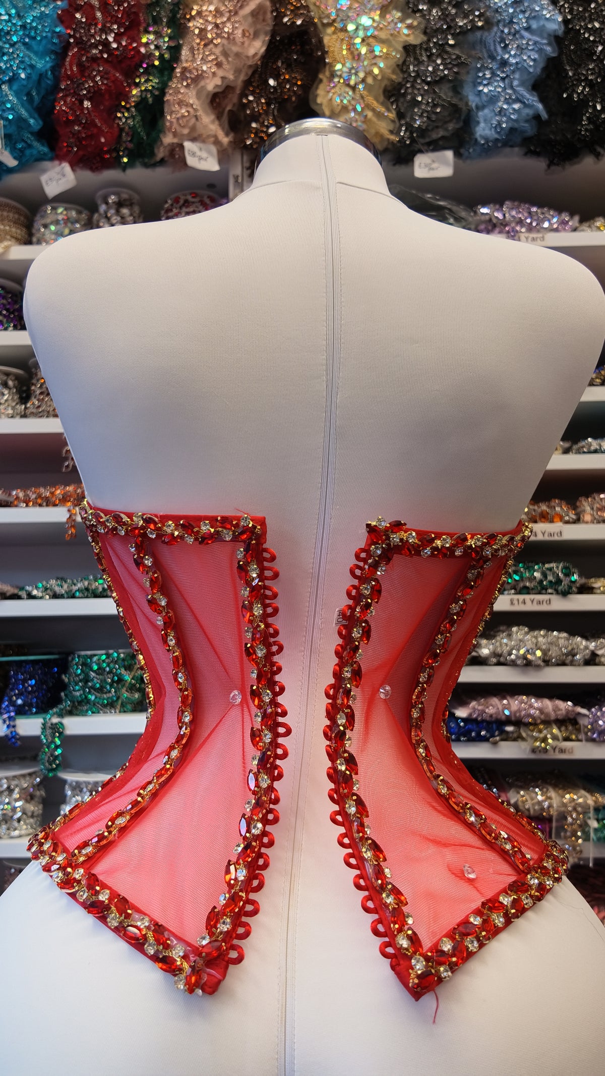 Rhinestone Transparent Corset (Red)